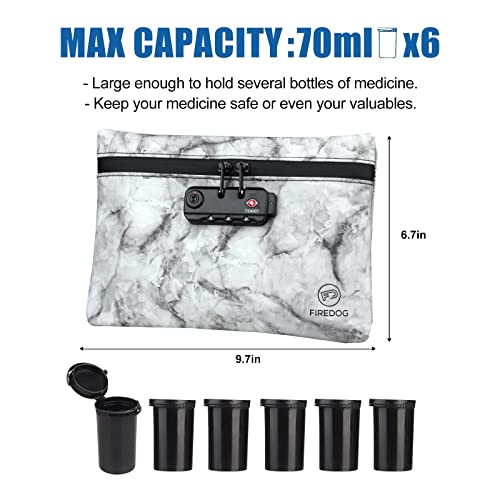 FIREDOG Smell Proof Bag with Combination Lock,6"x9" Odor Proof Pouch Case Container for Travel Storage (Marble Black) - Image 8