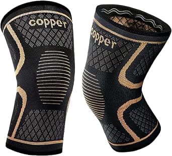 2 Pack Copper Knee Brace, Compression Sleeve for Running & Sports L