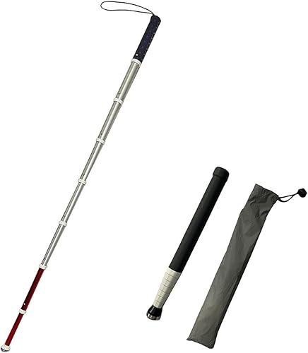 Bastón telescópico para caminar – Bastón plegable de aluminio de 7,8,9 secciones para ciegos o discapacitados visuales, con película reflectante de