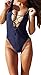 Zero City Women's Monikini Swimsuit One Piece Sexy Cute Bathing Suits Lace-up U Back, Army Green, Large