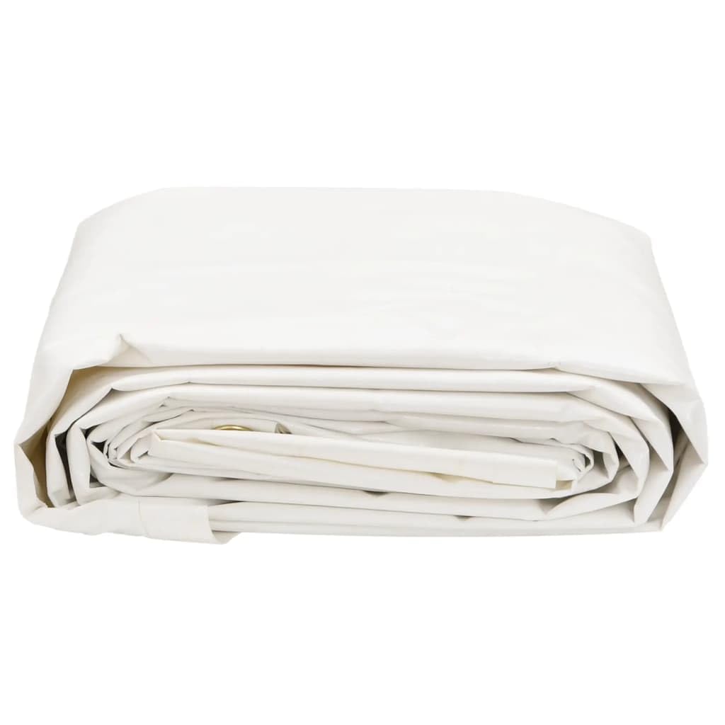 Lona blanca de 1 x 2,5 m, 650 g/m², lona con revestimiento de PVC, ojales en todos los bordes, impermeable, resistente a los rayos UV y al moho para jardín, coche, remolque, barco, obra, etc