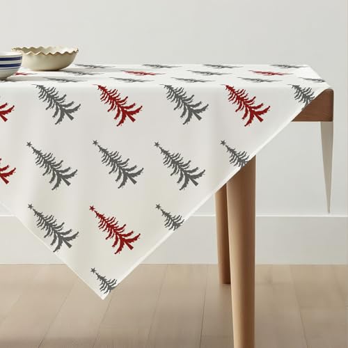 Avalune Tischdecke Weihnachten für Tisch Grau und Rot Kiefer...