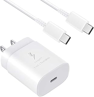 Carregador rápido Samsung 25 Watt PD 3.0 USB C Tipo C Cabo carregador (1,5 m) carregamento rápido compatível Samsung Galaxy S22/S22 Plus/S22 Ultra/S21/S21 Plus/S21 Ultra/Z Fold 3/S20 5G/S20 Plus-Branco