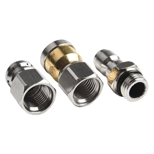 Glewi Kit de têtes de jet en acier inoxydable avec embouts rotatifs de nettoyage des canalisations, connecteurs 6,35 mm et 9,5 mm, coupleur M22 facile et rapide à utiliser