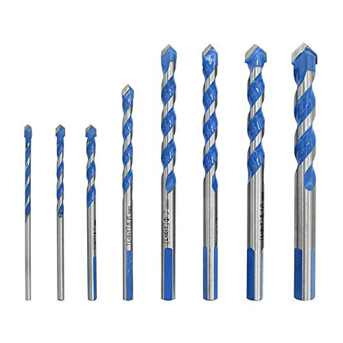 8 Pieces Triangle Drill Bit Set Triangular Handle Carbide Tipped Multifunctional Drill Bits Masonry Drill Bit