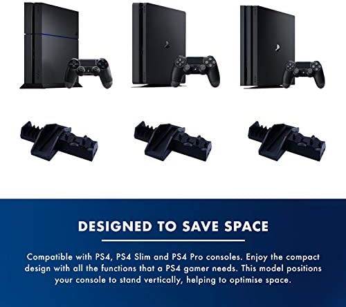 Numskull PS4 Console Stand with Cooling Fan, DualShock 4 Controller Charger Dock, Storage for 4 Games