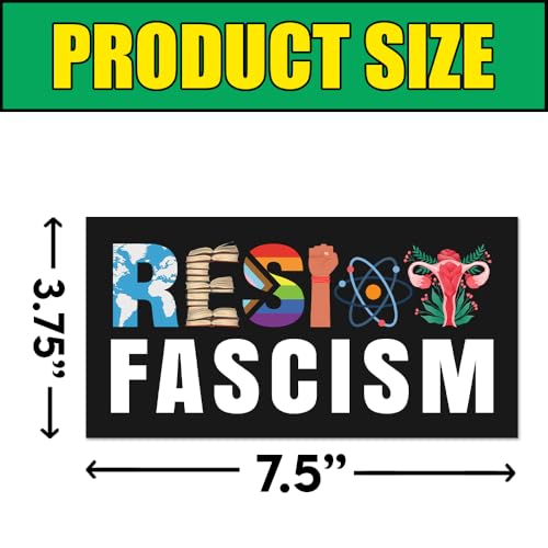 Image of [7.5x3.75] Resist Fascism Bumper Sticker Protest Car Sticker Social Justice Decal Human Rights Sticker Antifascist Banned Books Feminist Bumper Sticker Patriots Gifts Decor for Car Truck