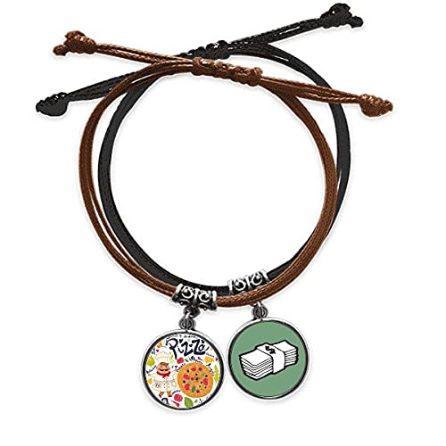 Pulsera de pizza italiana de tomate para lucir en cenas de amigos con cadena de cuero