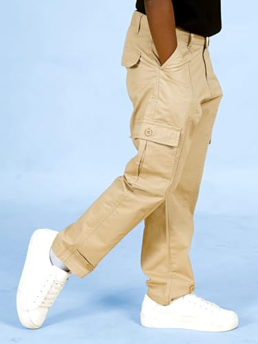 Image of Boys Cotton Full Length Front Cut Sew Cargo Pant with Bottom Tab