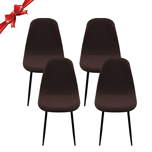 Jaotto Housse de Chaise Scandinave Lot de 4, Housse de Chaise de Salle à Manger Scandinaves Extensible,Jacquard Diagonal Couverture de Chaise Élastique Universel pour Décoration de Maison,Marron Cover