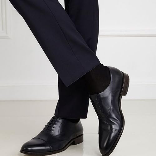 KNETLI 3 Pack Men’s Dress Socks - Cotton, Size 14-16 – Stylish Patterned Crew Socks for Work, Business, Casual & Formal Wear - Black, Navy Blue, and Dark Grey, Pairs, Size 14-16, 3 Pair Pack3