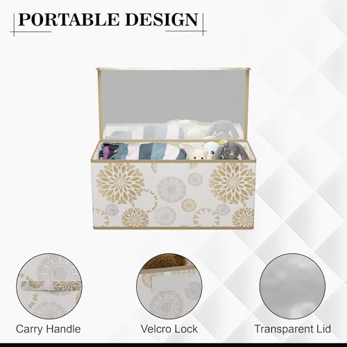 Image of Kuber Industries 2 Pcs Storage Box with Transparent Lid | Medium & Large Size | Foldable Almirah Dress Closet Organizer Boxes for Toys & Book Storage | Cupboard /Wardrobe Drawer Organiser | White