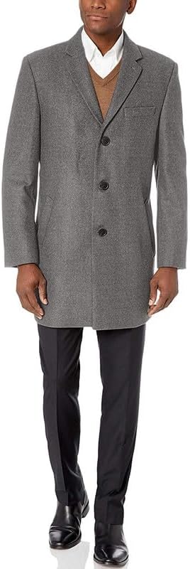 Men's Wool Cashmere Topcoat – Classic Overcoat, Car Coat with Lining, Warm Dress Coat for Formal & Business Outerwear