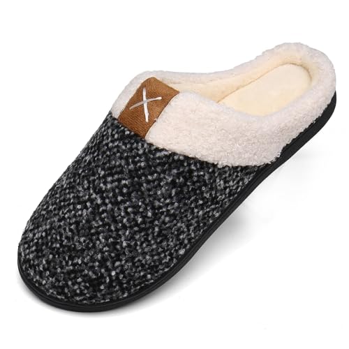 Mishansha Zapatillas de estar por casa hombre mujer Cálido Espuma de Memoria Invierno Pantuflas,Blanco,42/43