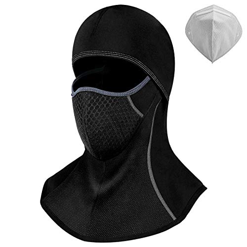 Qomolo Cagoule Masque Visage Multifonction, Cagoule Moto Vélo Hiver Balaclava Masque de Ski pour Hiver Chasse en Plein Air Escalade Cyclisme Moto randonnée Camping,Taille Universelle,Homme/Femme
