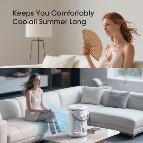 Portable Air Conditioners, 1400ML Mini Air Conditioner, Personal Evaporative Air Cooler, 3 Speeds Mini AC Desktop Cooling Fan, Mini Air Conditioner, Cooling Fan for Car, Desktop, Camping by Tiptop Home - Used condition - Image 3