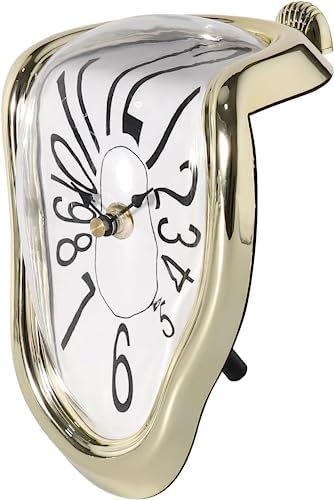 RoseDoes Modern Art Melting Clock Salvador Dali Time Melted Wall Clock Perfect for Decorating Your Room Desk Funny Creative Gift Arabic Gold