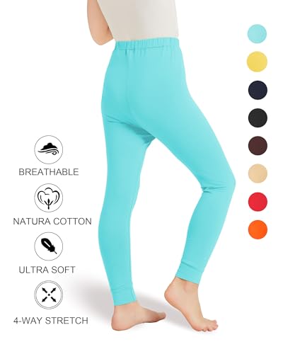 Dreammonkey Girls' Basic Soft Leggings Kids Full Length Tights Cotton Stretchy Layering Pants for Toddler to Youth 3-12 Years2