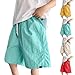Kids Summer Wide Leg Baggy Cargo Shorts Casual Elastic Waist Loose Knee Length Bermuda Shorts with Pockets for 5-15 Years