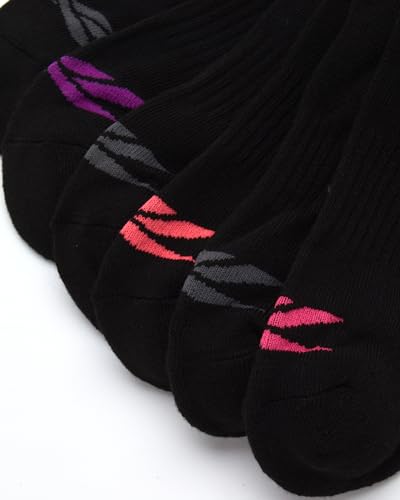 Image of Reebok Womens Quarter Socks Moisture Wicking Cushioned Ankle Socks, 6 Pack | Stretch Performance Fabric, Cushioned Heel & Toe, Secure Arch Support, Quarter Cut, Shoe Size 4-10