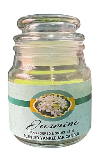 Image of Yankee Jar Paraffin Wax Candles Perfect for Decoration of Dinner, Wedding Parties, Church, Spa, Restaurant, Smokeless Dripless Long Lasting(Jasmine, Set of 1 - Burn Time: 12 Hr)