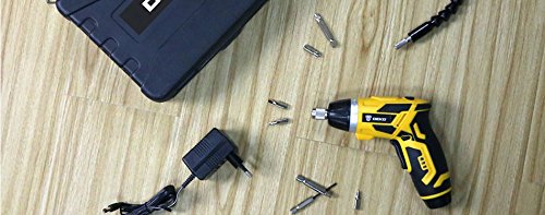 DEKO GCD3.6DKB screwdriver with various accessories and charger
