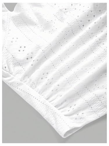 Image of Floerns Girl's Eyelet Embroidery Sleeveless Halter Vest Solid Ruched Crop Tank Top