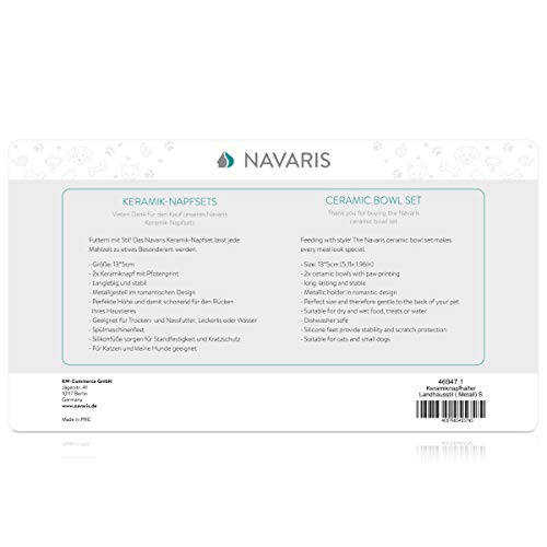 Navaris 2X Futternapf Katze Katzennapf erhöht - Katzen Napfset aus Keramik und Metall - Fressnapf Futterstation - Napf Set - 2 Stück Katzennäpfe