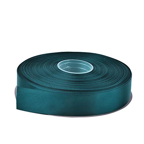 Ribest 1 Inch Teal Double Face Satin Ribbon 50 Yards Per Roll For Gift Wrapping Flowers Bouquet Hair Accessories Wedding Birthday #TOP3