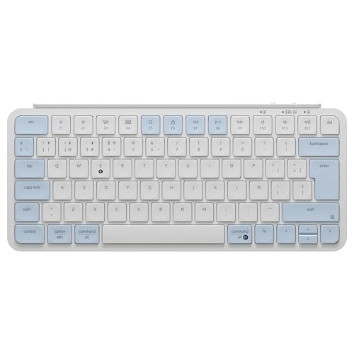 Keychron B1 Pro Teclado Inalámbrico Español, Conectividad 2.4 GHz/Bluetooth 5.2/Cable, Programable Mediante ZMK/Launcher, 1200 Horas de Autonomía, Teclado Silencioso para Mac y Windows - Azul Retro