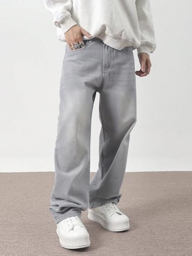 Image of URBAN POCKETS Jeans for Men | Denim Jeans | Relaxed Fit | Baggy Style | Wide Leg | Streetwear | Casual Wear | Everyday Comfort (U-18-19)