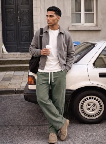 Image of JMIERR Mens Corduroy Pants Wide Leg Baggy Sweatpants