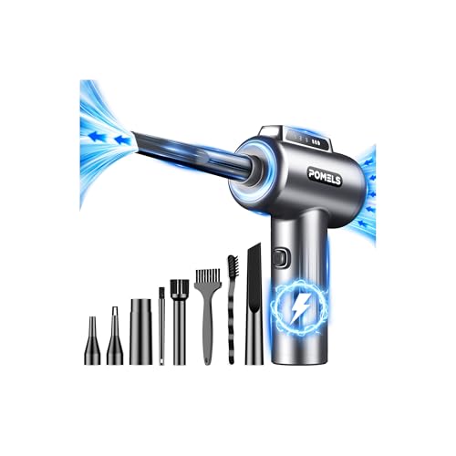 Compressed Air Duster, 110000RPM Ultra-Powerful Electric Air Duster with LED Light, 3-Speed Adjustable, Rechargeable Cordless Mini Blower for Computer, Keyboard, Car, PS5, Outdoor & Home Cleaning