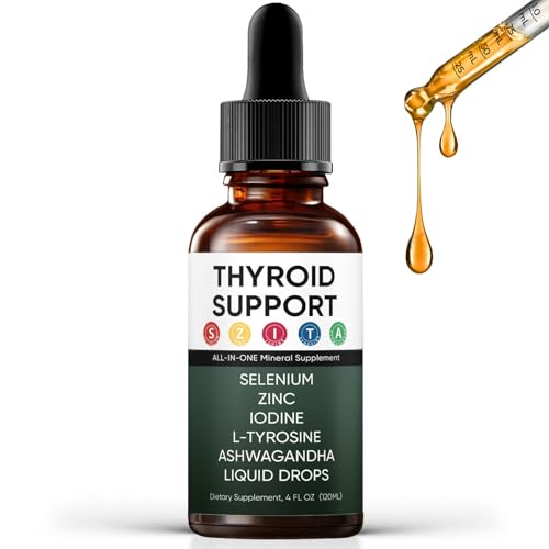 Image of Kindled Thyroid Support Liquid Drops, Actora Thyroid Support Drops with Selenium Zinc Iodine L-Tyrosine Ashwagandha for Hormone Balance - Mood & Energy Supplement - 4 fl. oz. (120mL) (1)