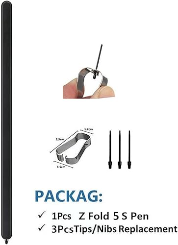 Miniatura 3 de Z Fold 5Fold 6 S Pen Reemplazo compatible con Samsung Galaxy Z Fold 5Fold 6 Solo para teléfono Stylus Pen + puntaspuntas (negro fantasma)