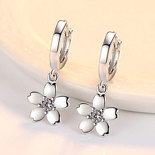 Boucles d'oreilles fleur argent sterling strass bijoux fins pour les femmes
