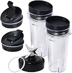 Pièces de rechange compatibles avec Nutri Ninja, Blender Blade 6 et 2 Pcs 16oz Set de tasse à mélangeur à service unique compatible avec Ninja BL660 BL780 BL772 BL773CO