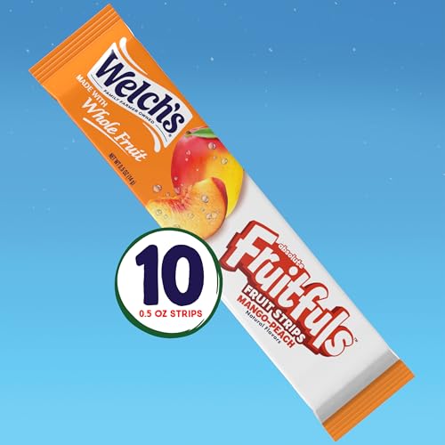 Welch’s Absolute Fruitfuls Fruit Strips, Mango Peach Flavored Fruit Leather, Tasty Dried Fruit Snacks for School Lunches, Mango Peach, 0.5oz (Pack of 20)