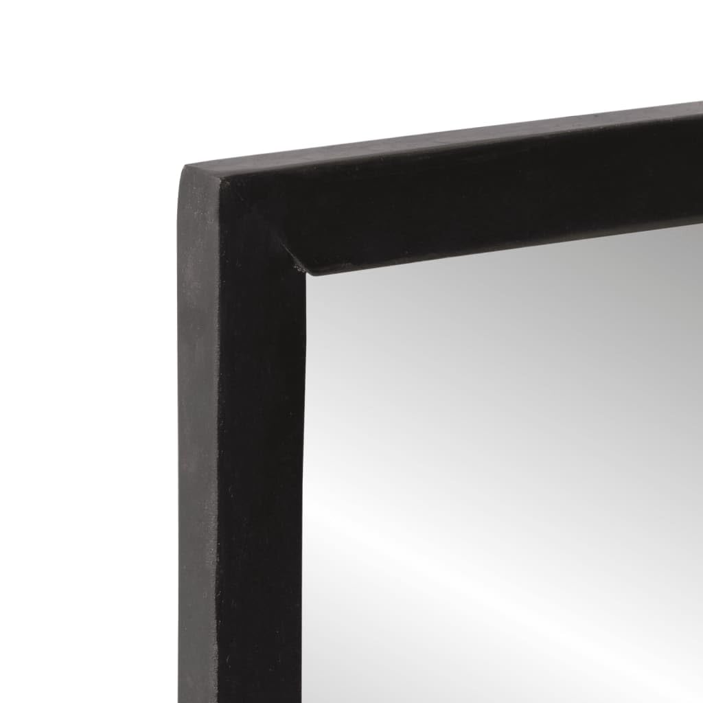 Spiegel mit Ablage aus Glas und massivem Mangoholz 80 x 8 x 55 cm, Wandspiegel für Bad, Flur, Schlafzimmer, Stauraum für Kosmetik und Rasur-Accessoires