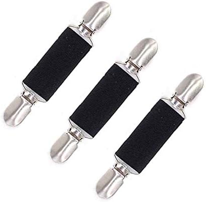 papasgix 3PCS Fashion Fit Dress Clips, Scarf Clip, Vintage Sweater Clips, Shirt clip, Dresss Clips Back Cinch, Shawl Clip, Coat Chain Clips for Women(Black-long strip)