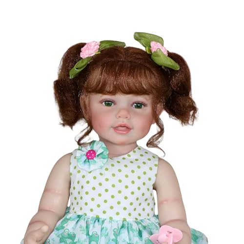 Muñeca Reborn Realista Niña 22 Pulgadas Pelo Rojo Ojos Verdes miniatura 5