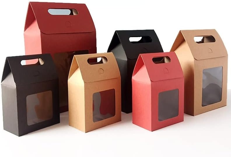 Miniatura 3 de MODADA Bolsas de regalo de 122448 unidades, bolsas de regalo portátiles de papel kraft, bolsas de embalaje de boda con cajas de sellado de ventana