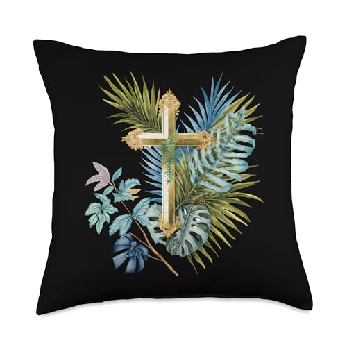 Palm Sunday Cross Christian Religious Art Palm Art Throw Pillow