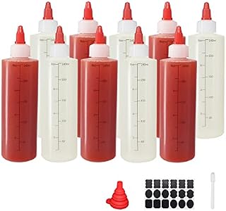 Belinlen 6 Pack 12 oz (360ml) Plastic Squeeze Sauce Bottle, Condiment Bottles with Twist On Cap Lids, Plastic Squeezy Bottles for for Soy, Sauce, Ketchup, Paint, Oil, Icing Dispenser