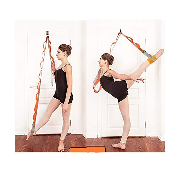 Door Leg Stretcher, Door Flexibility & Stretching Leg Strap - Great for Ballet Cheer Dance Gymnastics or Any Sport Leg Stretcher Door Flexibility Trainer Premium Stretching Equipment (Orange)