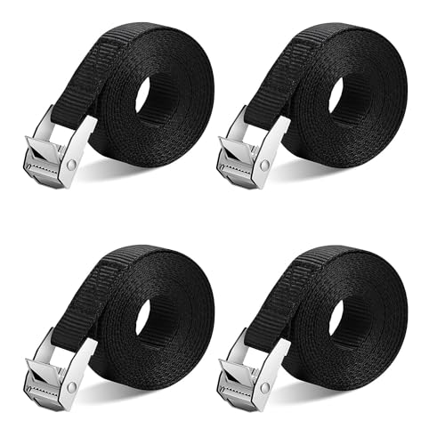 4PCS Zurrgurt Spanngurt, DAFROH Spanngurte Befestigungsgurt Verstellbare Zurrgurte mit Klemmschloss Belastbar 250kg für Gepäckpakete Transport Fracht