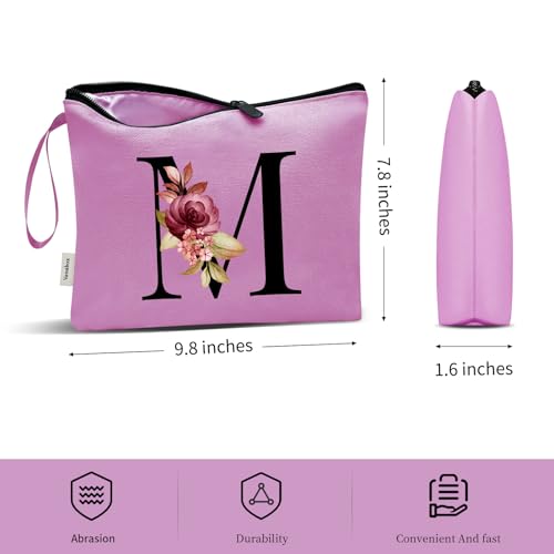 Image of Vavabox A-Z Personalized Makeup Bag, Birthday Gifts for Women Mom, Gifts for Best Friend, Bride Bridesmaid Cosmetic bag (M, 07-Purple)