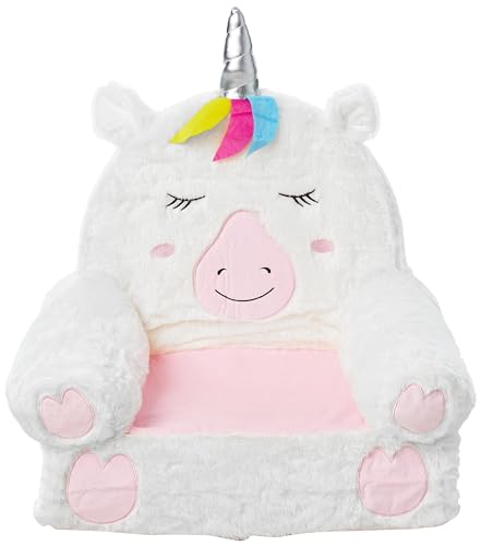 Image of Amazon Basics Children's Plush Toddler Chair for Bedroom, Easy to Clean, Unicorn, Medium, Multicolor