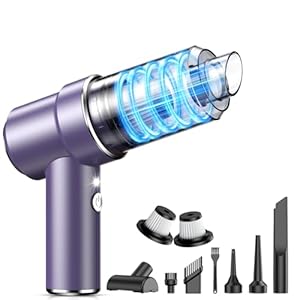 KMM Aspiradora de mano para automóvil, aspiradora de 9000 PA y plumero de aire, aspiradora de alta potencia de 120 W, portátil, inalámbrico, aspiradora de mano recargable con múltiples boquillas y luz