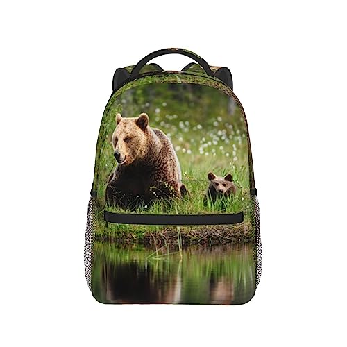 Sac à dos imprimé River Bear Mom BAFAFA en toile résistante avec grand volume - 7